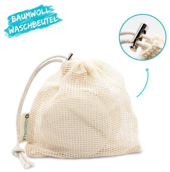 Chinchilla® wiederverwendbare Abschminkpads - 10 Stk. mit Aufbewahrungsdose und Wäschenetz - Chinchilla - Wildnissport
