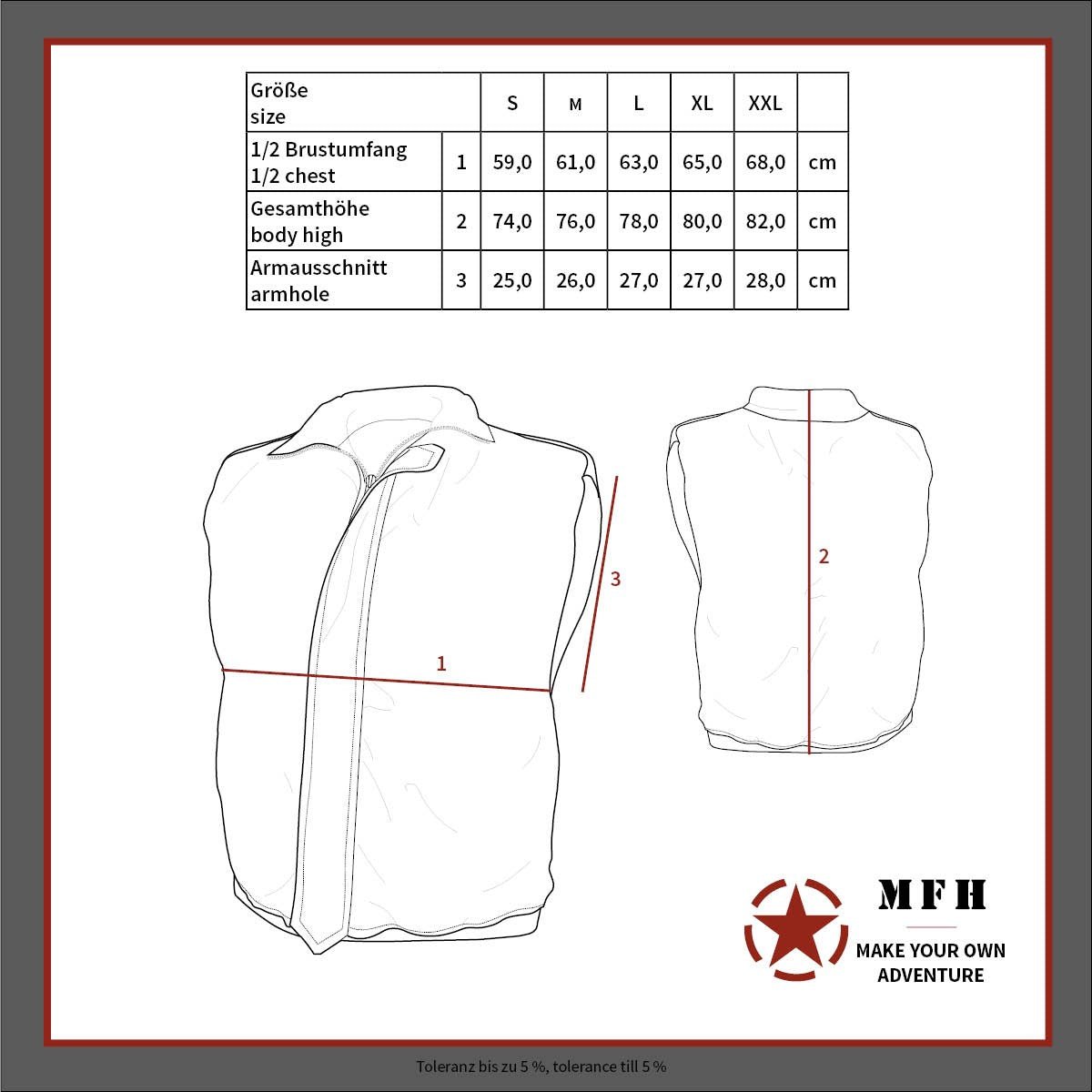 US Steppweste Ranger Oliv - 2XL Herren - MFH - Wildnissport