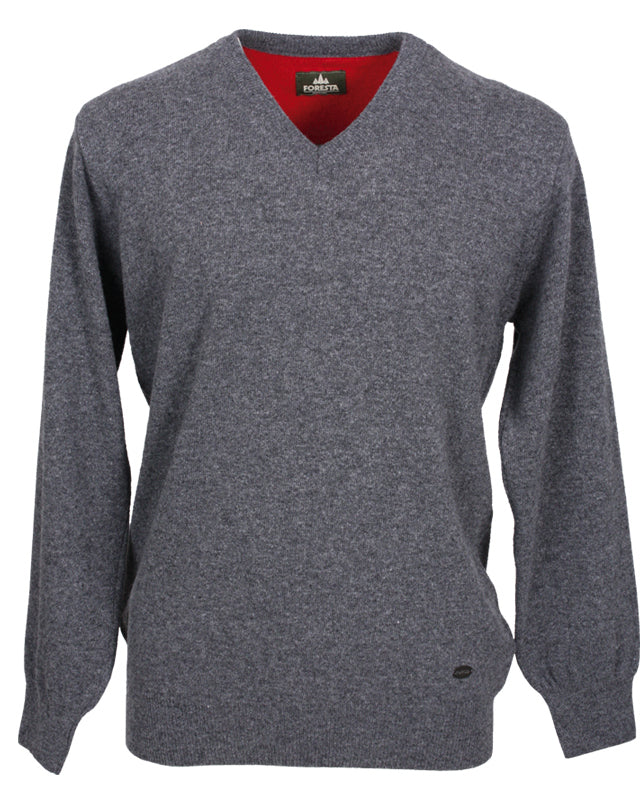 Albert V-Pullover grau - 50 Wollpullover