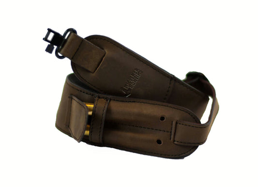 Leder Gewehrriemen mit Neopren braun