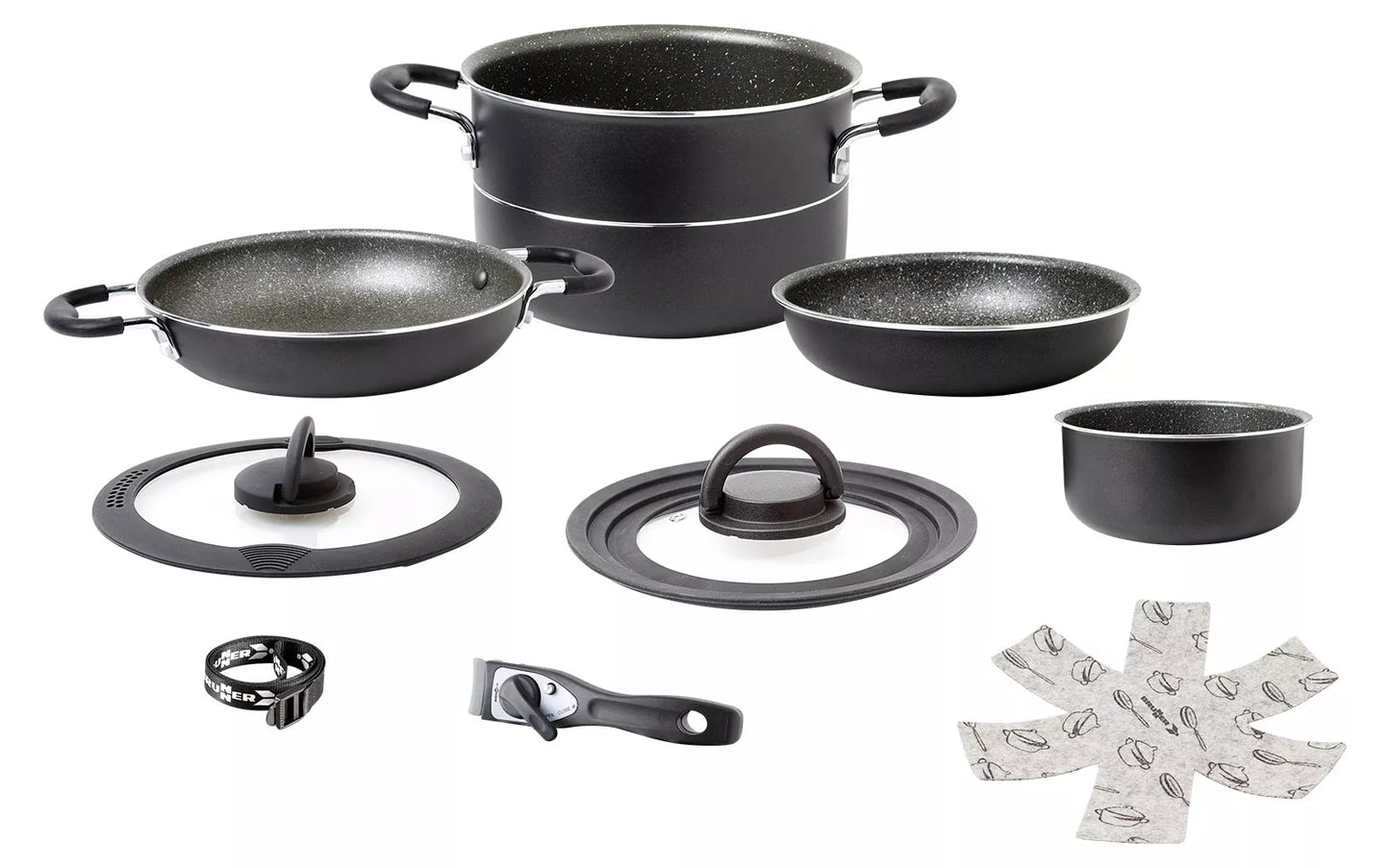Brunner Pirate NG Topfset Aluminium mit Vacublock 9-teilig Ø 22 cm