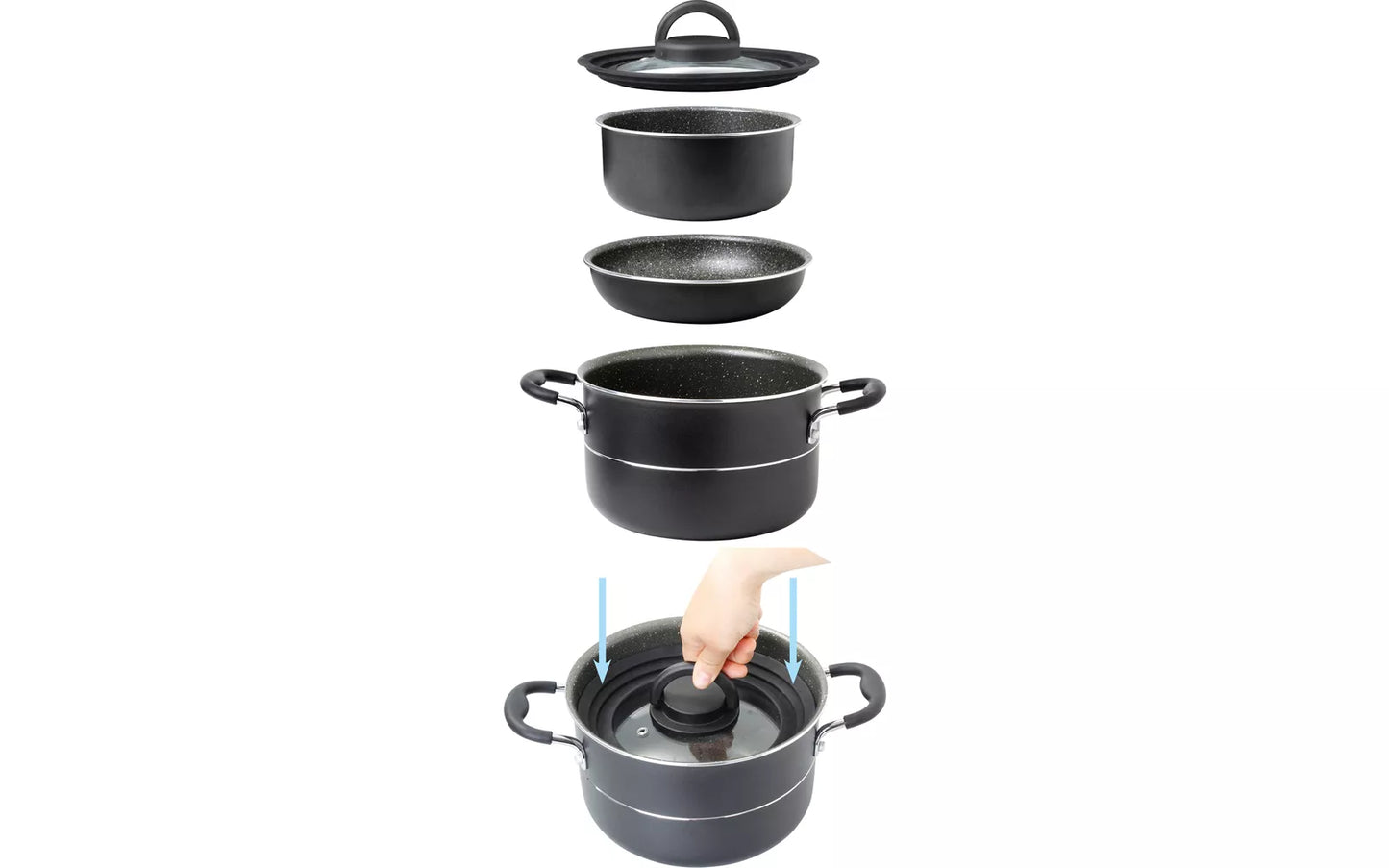 Brunner Pirate NG Topfset Aluminium mit Vacublock 9-teilig Ø 22 cm