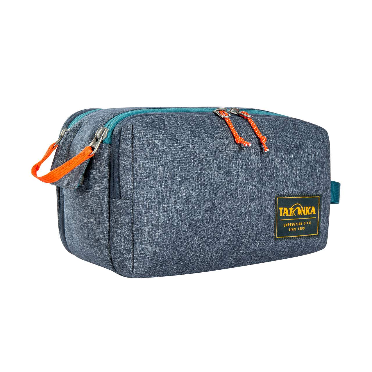 Tatonka Kulturbeutel Cosmetic Double Zip Pouch (6L) - Große Waschtasche mit doppelter Reißverschlussöffnung und Mehreren Fächern - 17 x 27 x 13 cm (Navy)