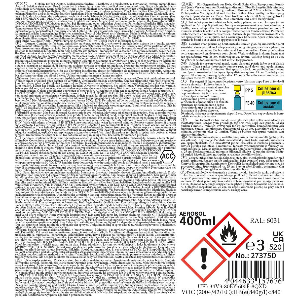 Farbspray Army 400ml Waldgrün matt - MFH - Wildnissport