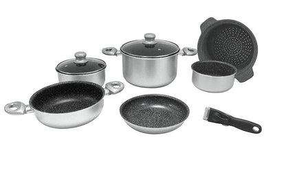 Gimex Camping Kochtopfset 9 - tlg. 22cm Alu Silver Line - Gimex - Wildnissport