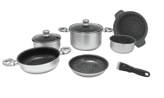 Gimex Camping Kochtopfset 9 - tlg. 22cm Alu Silver Line - Gimex - Wildnissport