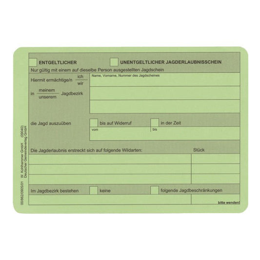Jagderlaubnisscheine 20 Stück - Fritzmann - Wildnissport
