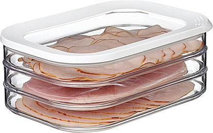 Mepal Aufschnittbox für Kühlschrank mit 3 Lagen - 3 x 550 ml - Weiß - Mepal - Wildnissport