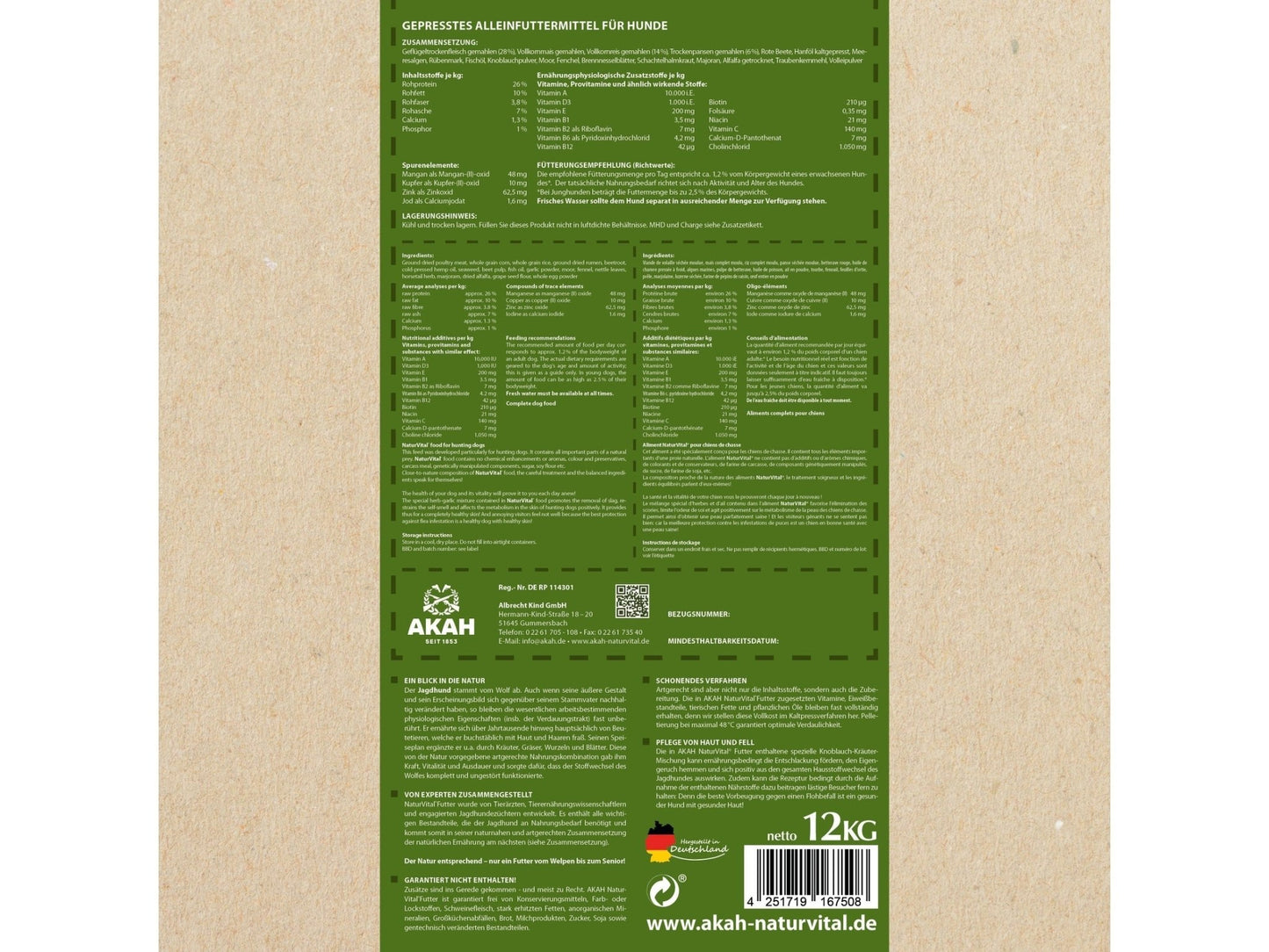 NaturVital Premium Hundefutter Futter für Jagdhunde 12 kg - NaturVital - Wildnissport