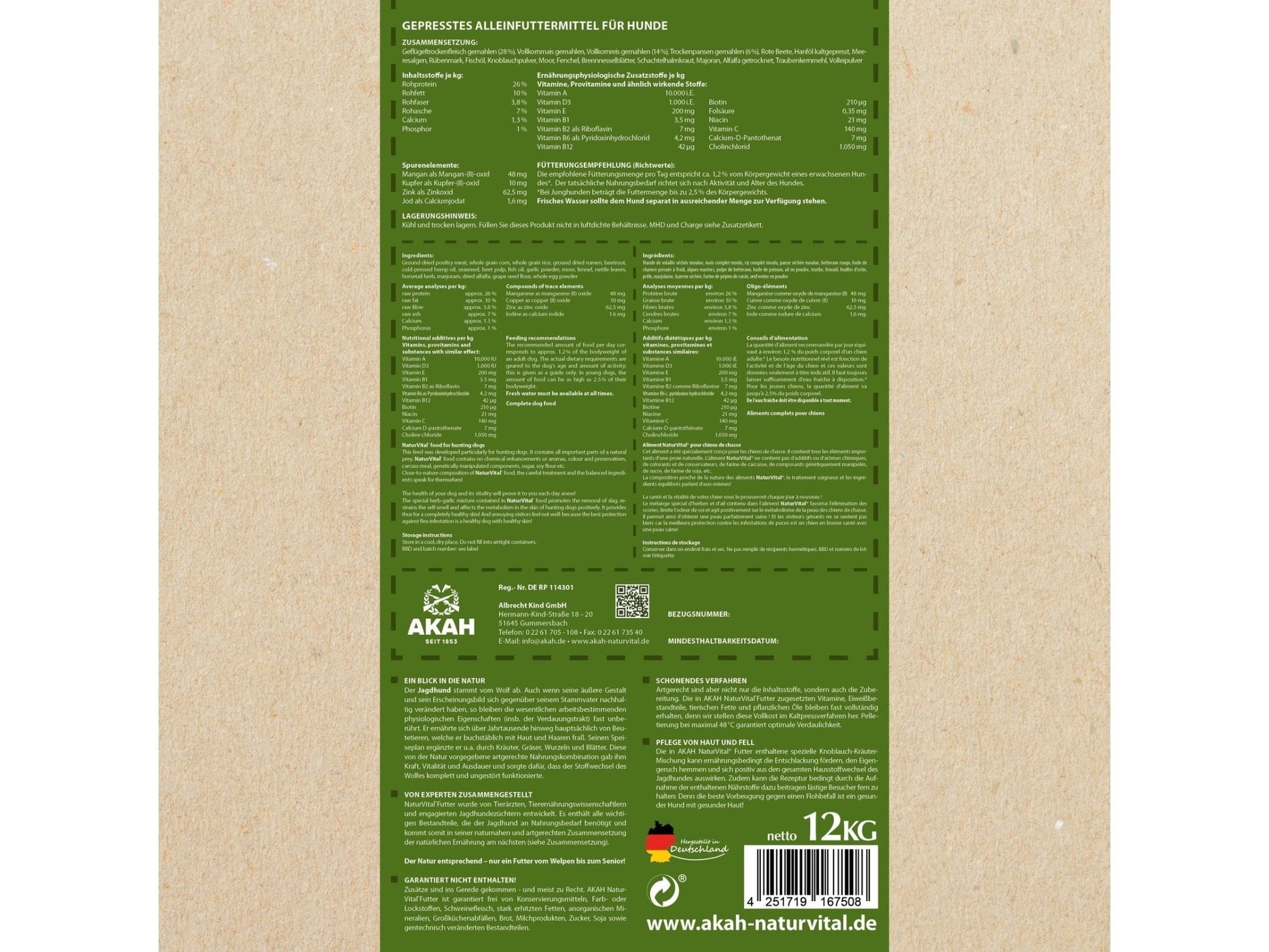 NaturVital Premium Hundefutter Futter für Jagdhunde 12 kg - NaturVital - Wildnissport