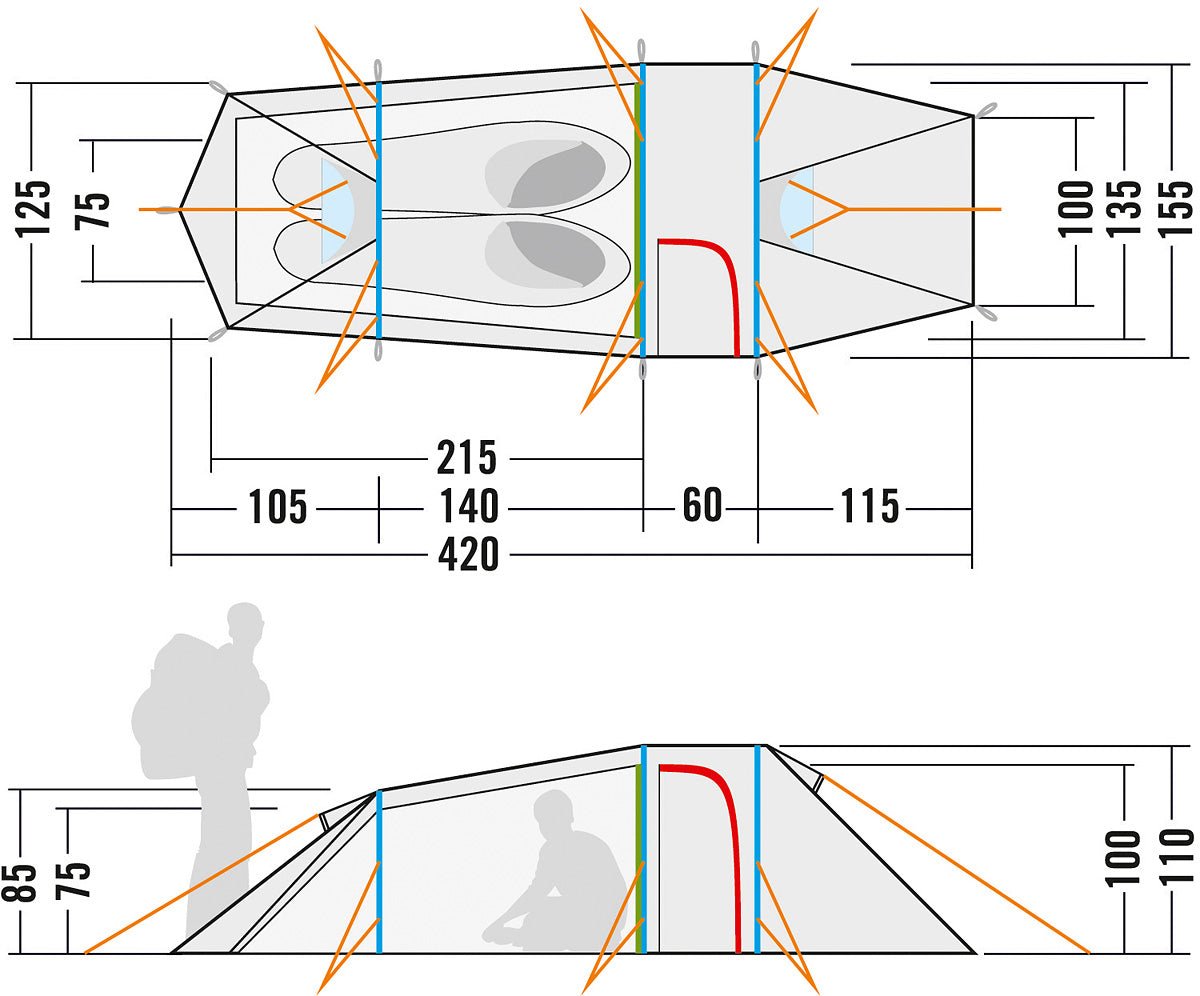 Okisba 2 - Personen Tunnelzelt - TATONKA - Wildnissport