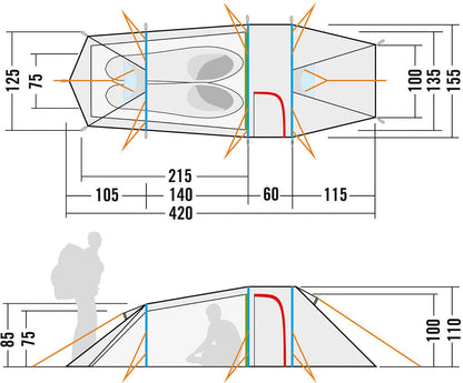 Okisba 2 - Personen Tunnelzelt - TATONKA - Wildnissport