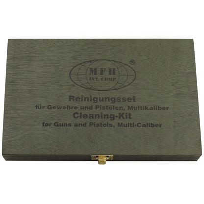 Reinigungsset, für Gewehr und Pistole, Multikaliber, Holzbox - MFH - Wildnissport