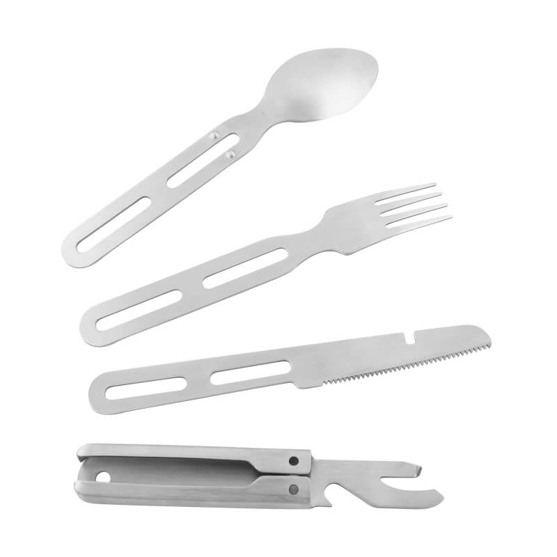 Tatonka Cutlery Set 2 (4-teilig) - Camping-Besteck aus Edelstahl bestehend aus Messer, Gabel, Löffel und Dosenöffner - Wildnissport - Wildnissport