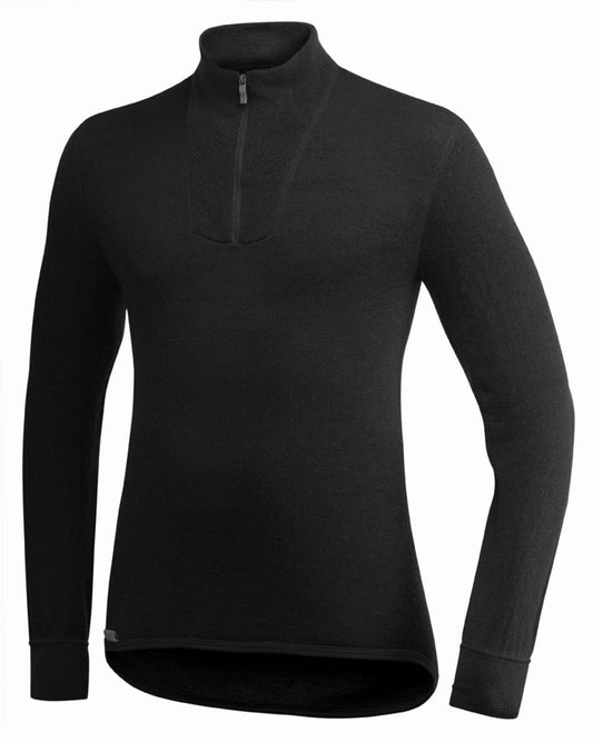 Unterhemd Zip Turtleneck 400 g/qm Unisex Schwarz L - Woolpower - Wildnissport